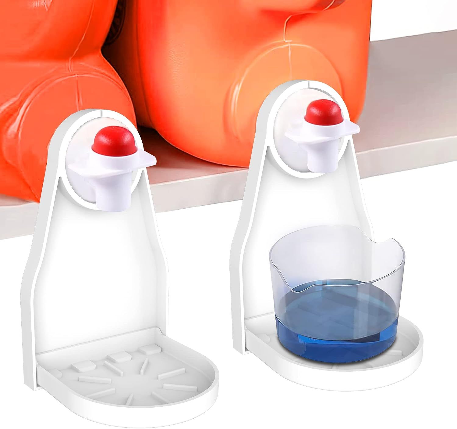 (2 Pack) Laundry Detergent Cup Holder Drip Catcher Organizer Clip Tight on Laundry Bottle Spouts, No More Leaks or Mess with Detergent and Fabric Softener in