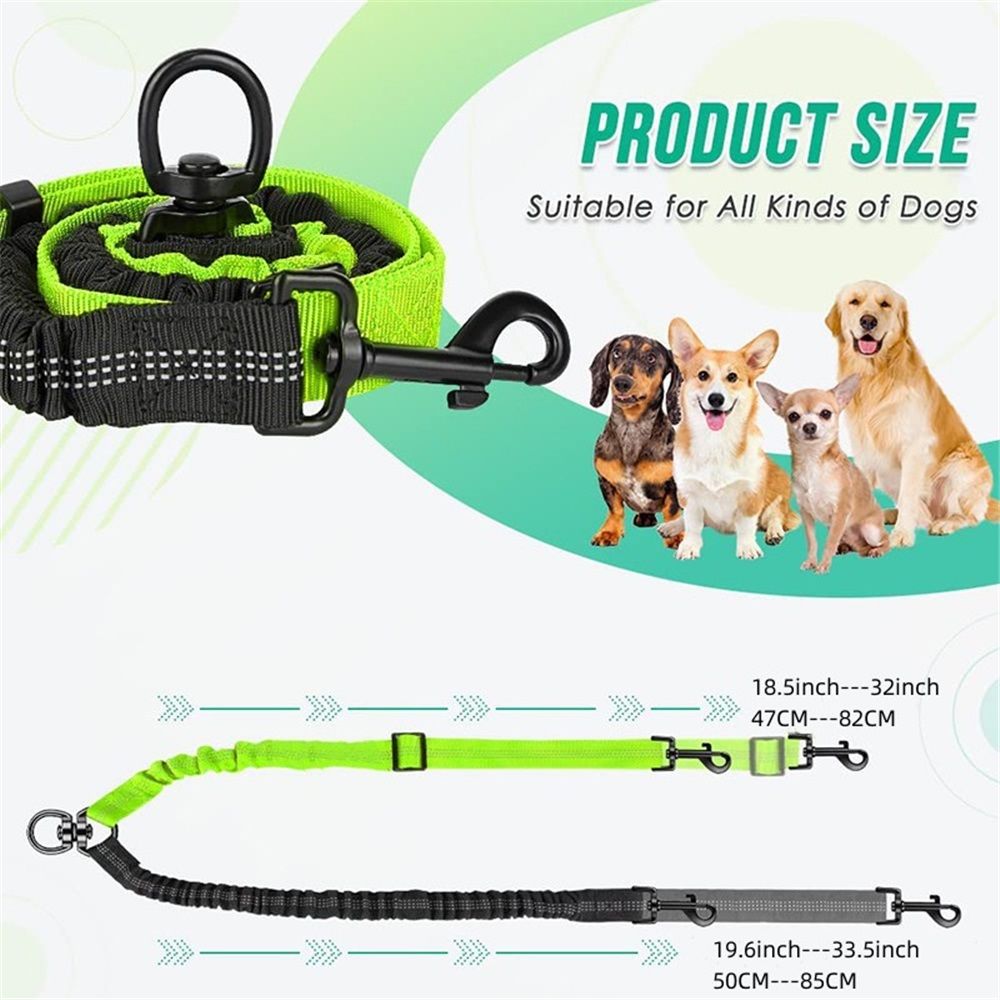 2 in 1 Double Dog Leash Attachment Combine Adjustable Strap and Shock Absorbing Bungee No Tangle Dual Training Splitter for Different Size Dogs(Black — image 5