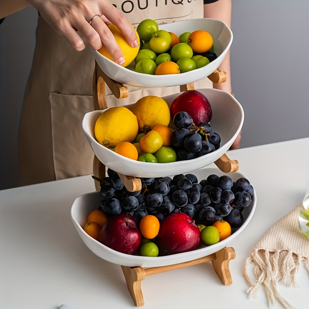 **Nordic-Style Two-Tier Extendable Fruit Tray | Creative Living Room Snack Stand, Adjustable Height, Anti-Slip Expandable Display Tray**(White) โ image 2