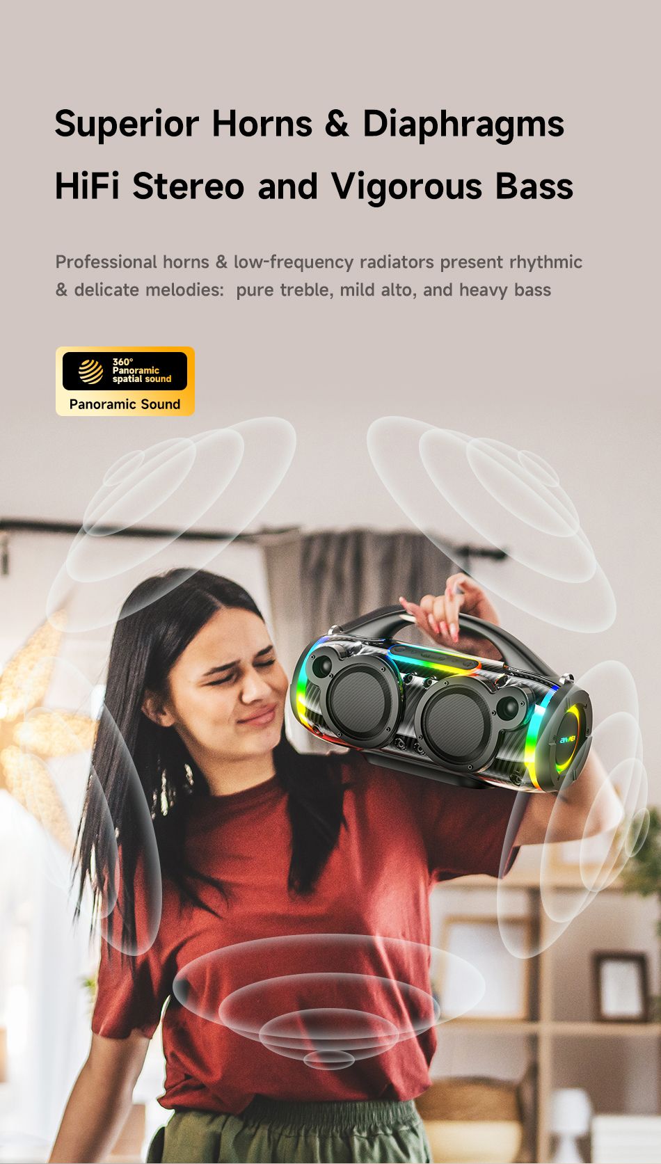AWEI KA12 60W Outdoor Wireless Bluetooth Speaker,black โ image 6