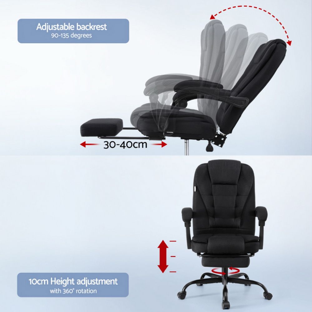 Artiss Office Chair Executive Fabric Seat Racing Computer Desk Chairs Footrest — image 5