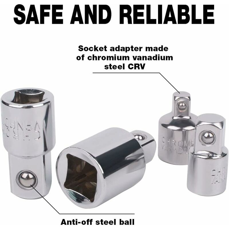4 pcs Ratchet Adapter Socket Adapter Ratchet 1/2 To 3/8-3/8 To 1/2-1/4 To 3/8-3/8 To 1/4 Socket Reducer For Sockets And — image 3