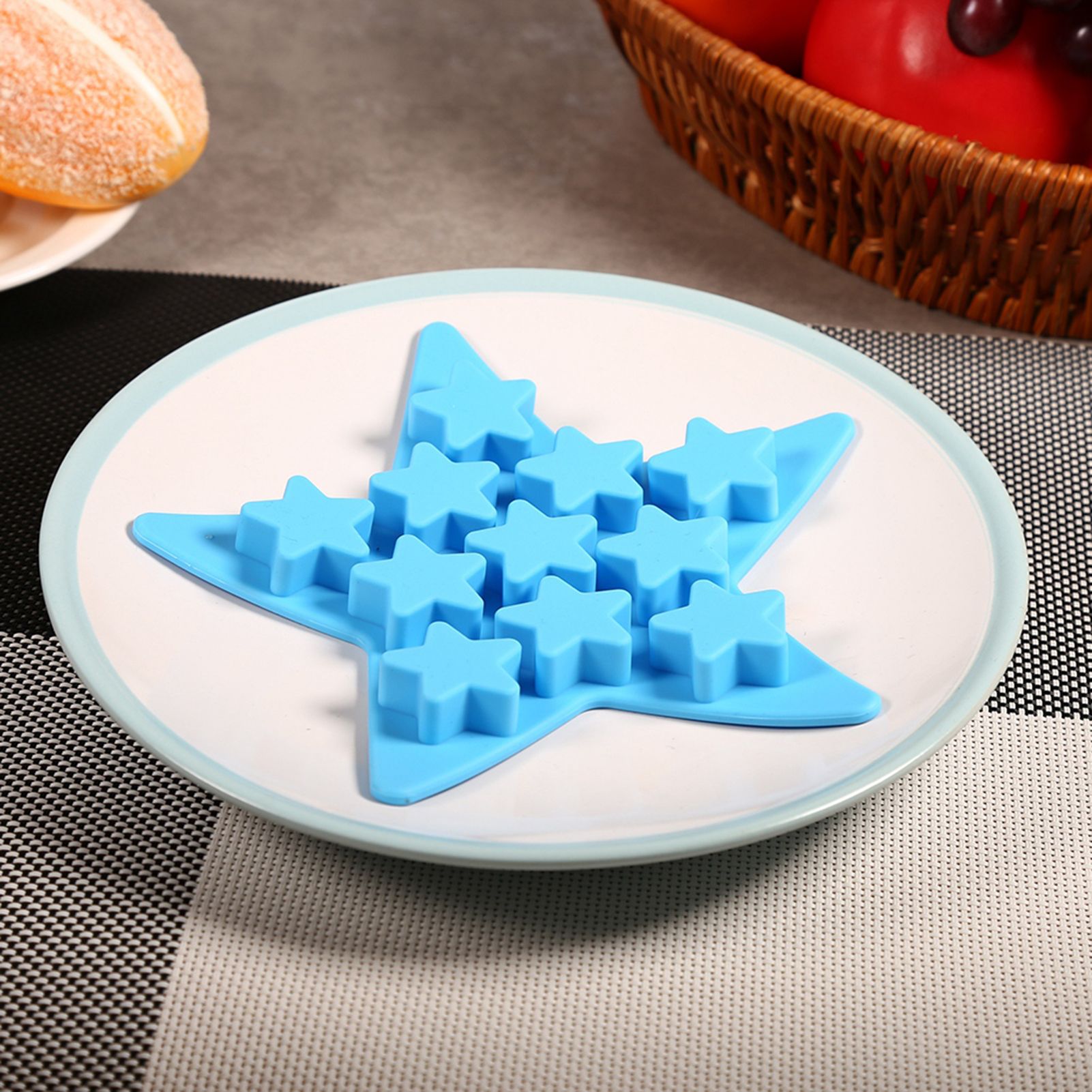 Five Star Shaped Cool Silicone Ice Cube Tray Freeze Mold Maker Tools for Club Bar Party (Blue) — image 4