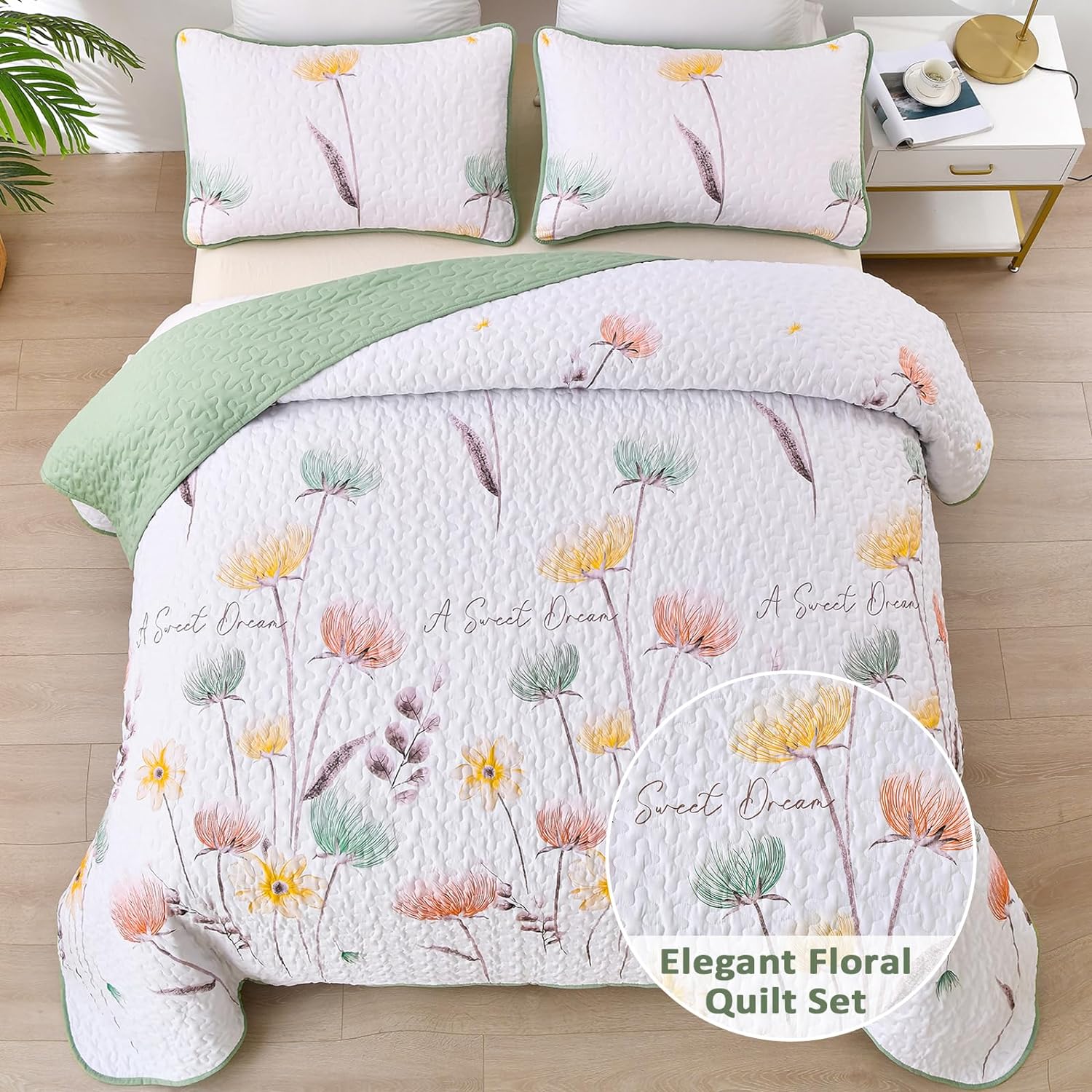 Intricate Quilted Coverlet and Pillowcases Set: A Work of Art for Your Bedroom - Queen size โ image 2