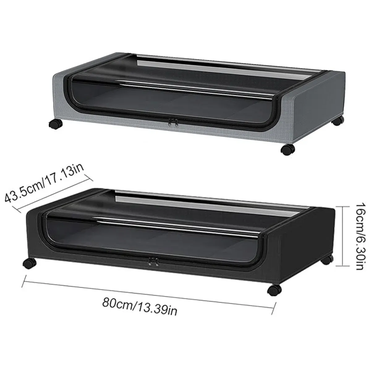 Under Bed Storage Rack Square Design with Wheels Rolling Trolley Box for Home - Black — image 4