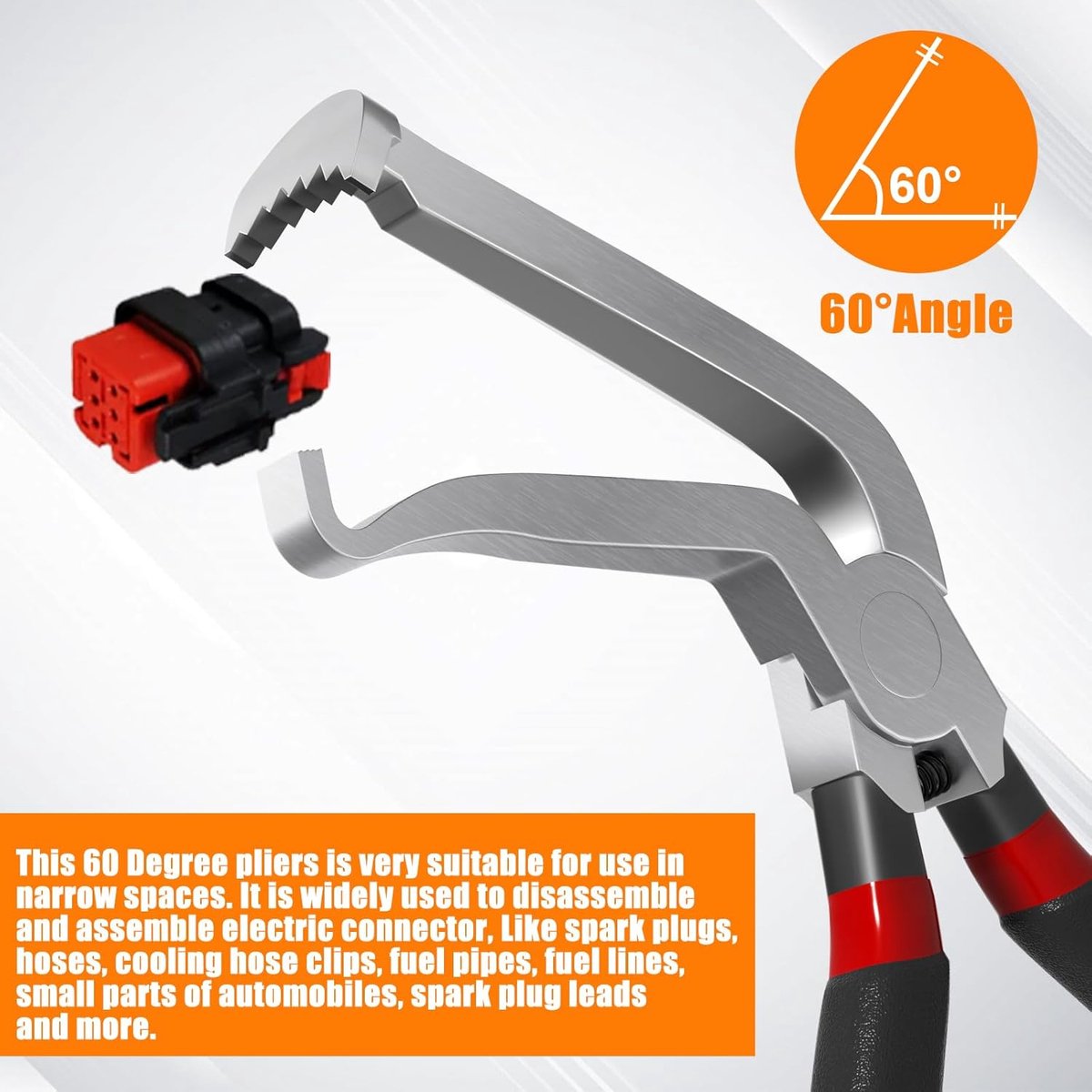 2-Pack Auto Electrical Disconnect Pliers Set - Straight & 60° Angle for All Reach - Non-Slip Handles — image 3