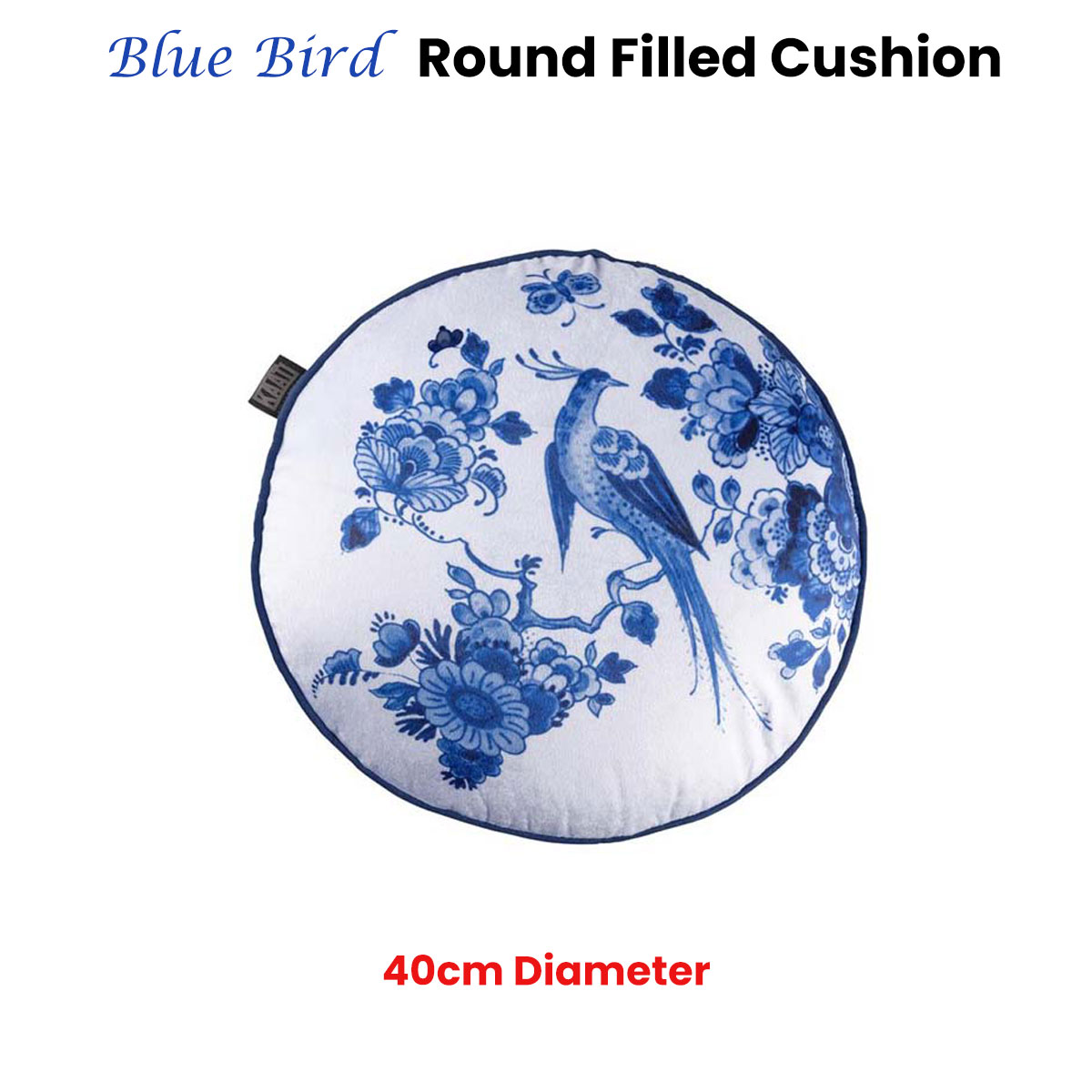 Bedding House Blue Bird Round Filled Cushion 40cm Diameter — image 2