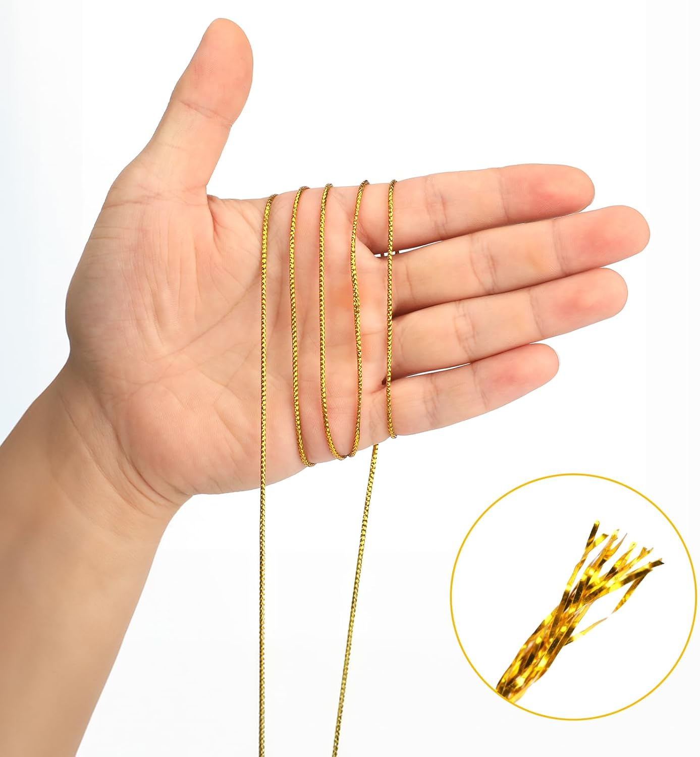 Gold String Metallic Twine - 1mm 328 Feet Gold String for Crafts Christmas String Glitter Decorative Cord for Gift Wrapping Christmas Decorations Tags — image 3