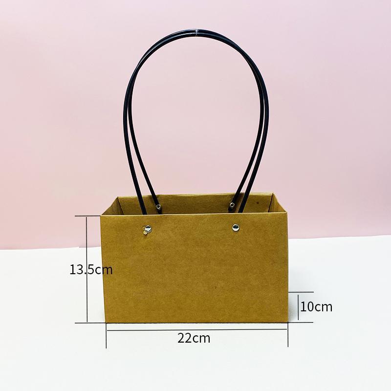 25x Kraft Paper Bag Flowers Waterproof Bouquet Basket Gift Box With Handle - 25PCS-Sq Small — image 3