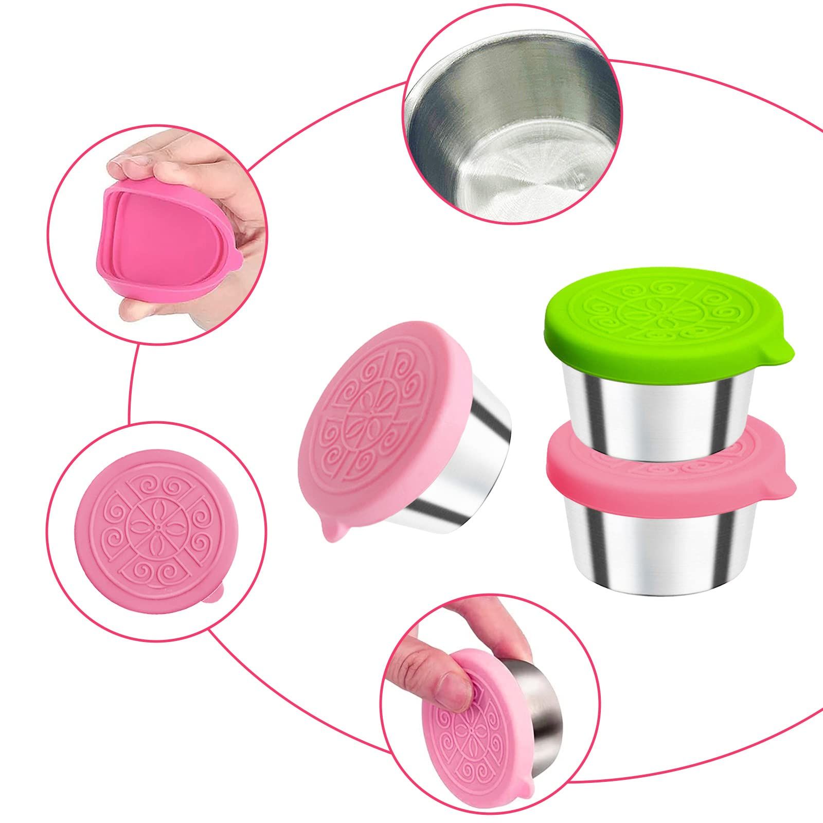 Pack of 6 Salad Dressing Container To Go: Small Condiment Containers with Lids, Reusable Stainless Steel Sauce Cups β image 4