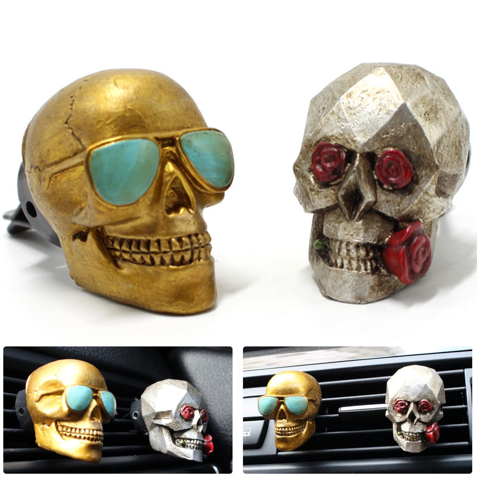 Halloween Car Decorations Sugar Skull Air Freshener Car Decor for Women Men Teens Witchy Gifts Cool Stuff for Automotive Truck