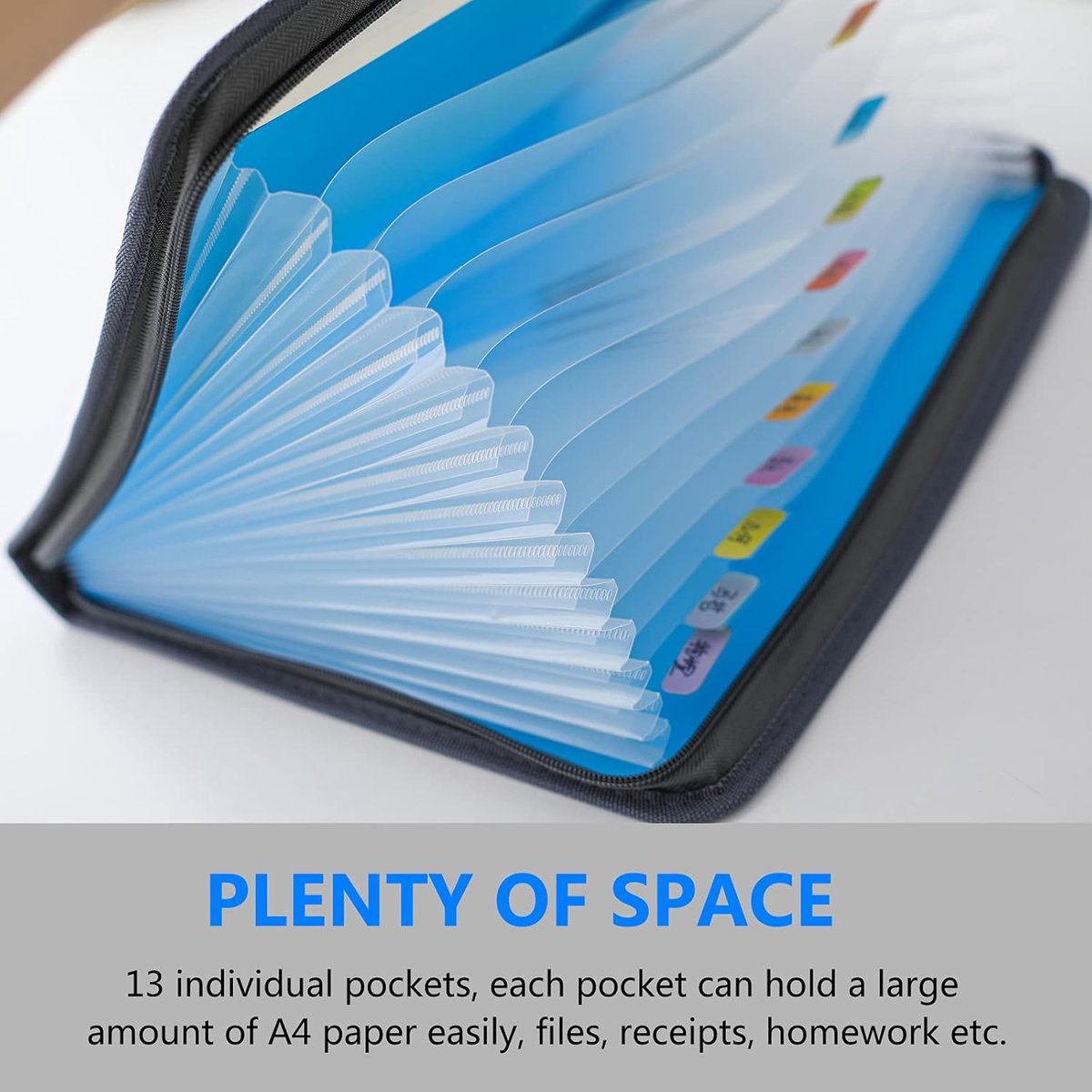 Project Folder - A4 - Foldable File Folder with Tabs - 13 Compartments - Storage Folder/Sorting Folder - Compartment Folder - Durable Plastic Document Folder โ image 3