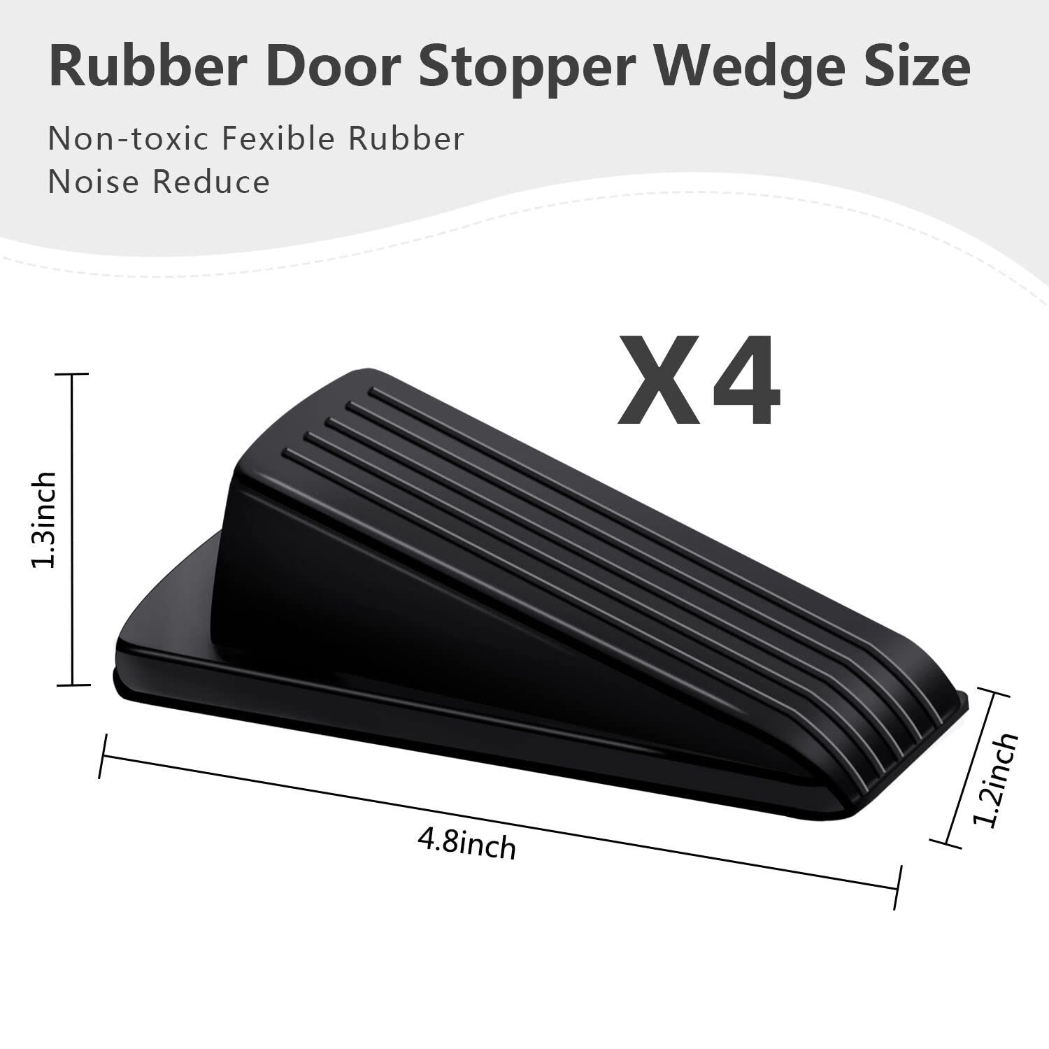 4PC Door Stoppers, Premium Rubber Stoppers Wedge, Stops for Carpet Heavy Duty Door, Bottom of on Tile, Concrete, Carpet โ image 2