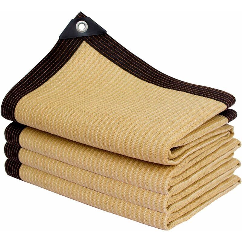 Rectangular Shade Net, Outdoor Lightweight Shade Cloth for Awning Pool Garage, Shade Cloth with Heavy Duty Grommets, Beige, 3 × 7m