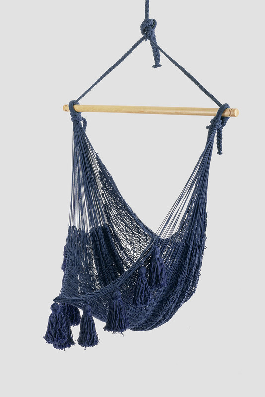 Deluxe Extra Large Mexican Hammock Chair in Outdoor Cotton Colour Blue โ image 2