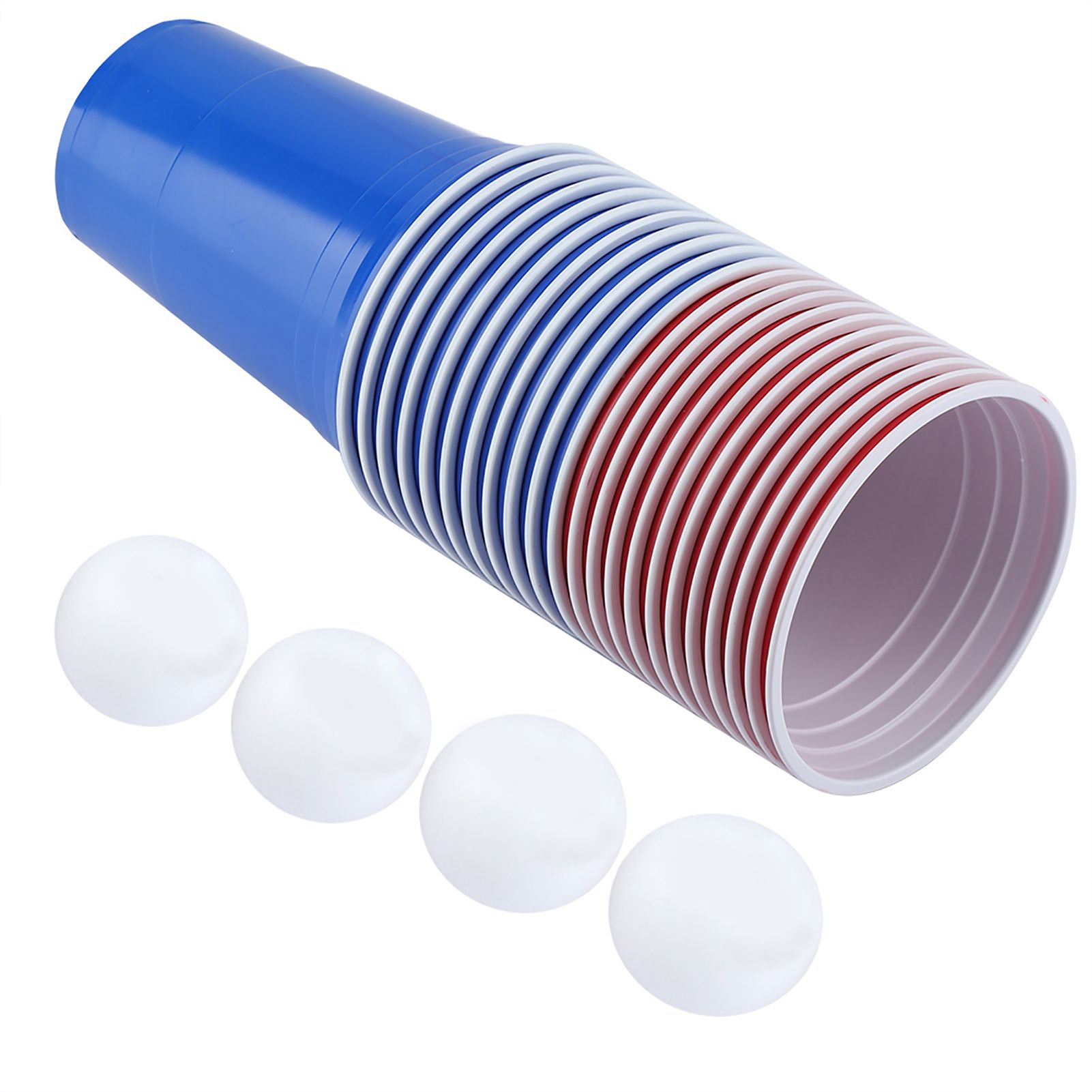 Beer Pong Set Beer Pong Drinking Game Set Beer Pong Cups22 Cups 4 PingPong Balls Red Blue — image 2