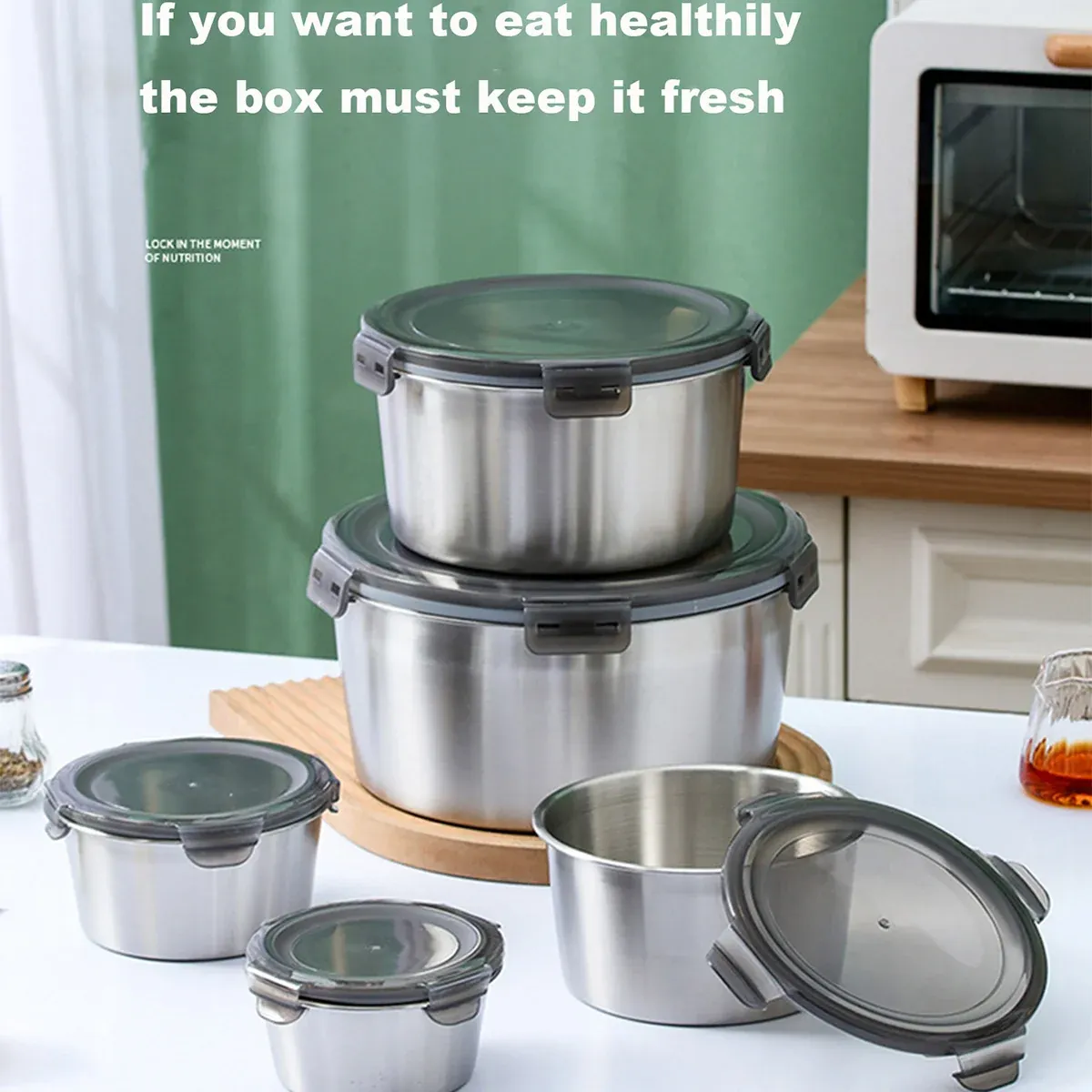 Stainless Steel Box Set 4pcs Sealed Lunch Food Container Refrigerator Use โ image 6