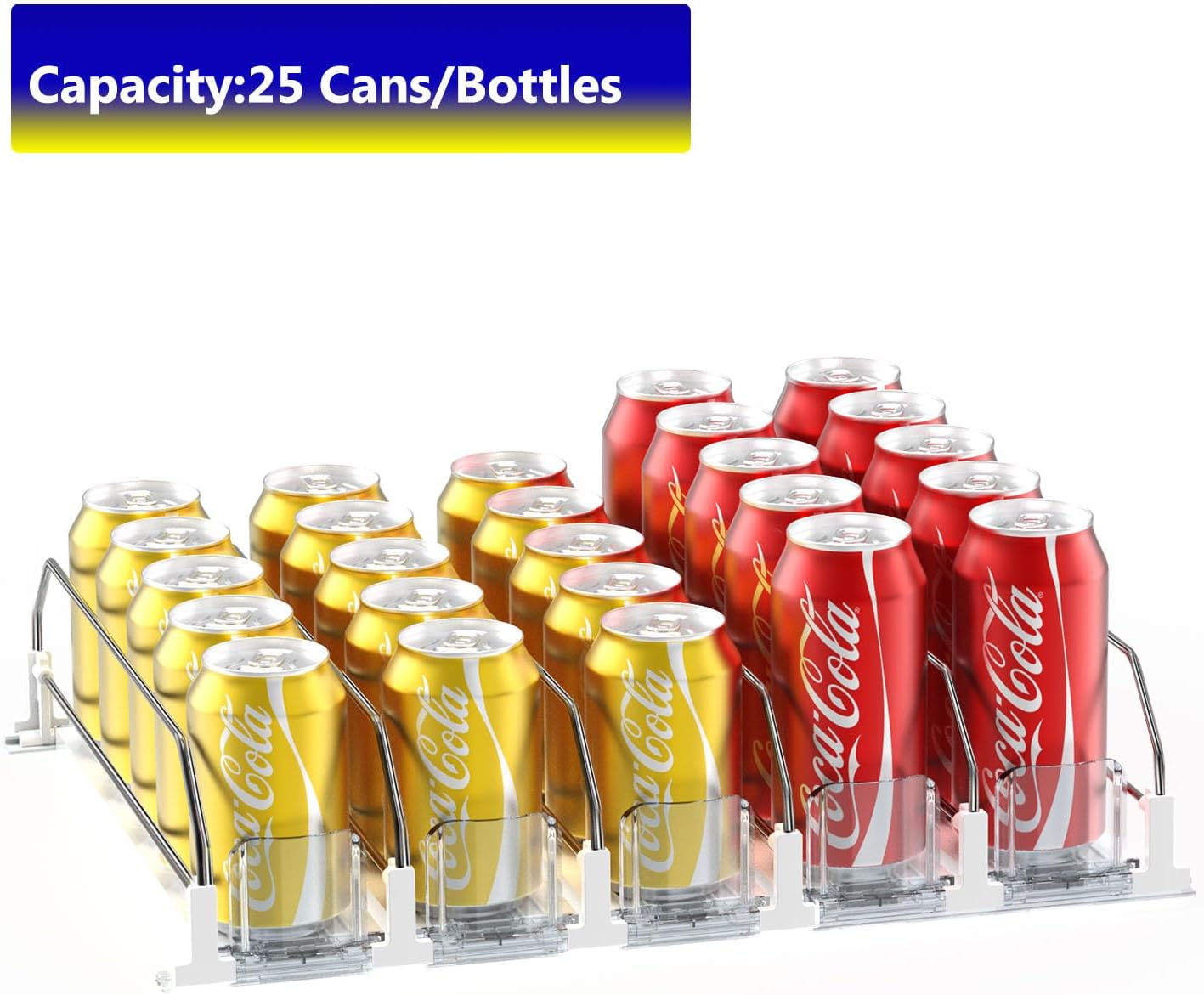 Drink Dispenser for Fridge,Automatic Pusher Glide Soda Can Dispenser for Refrigerator and Adjustable Width - Storage 25 Cans โ image 5