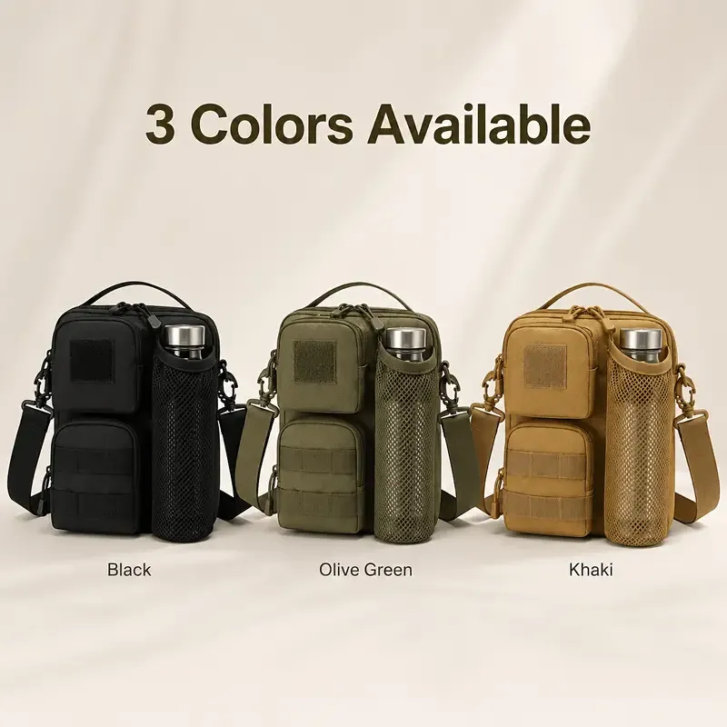 Oxford Cloth Tactical Sling Water Bottle Pouch Men, Waterproof Nylon EDC Crossbody Bag, Lightweight Outdoor Cycling Shoulder Pack/black — image 4