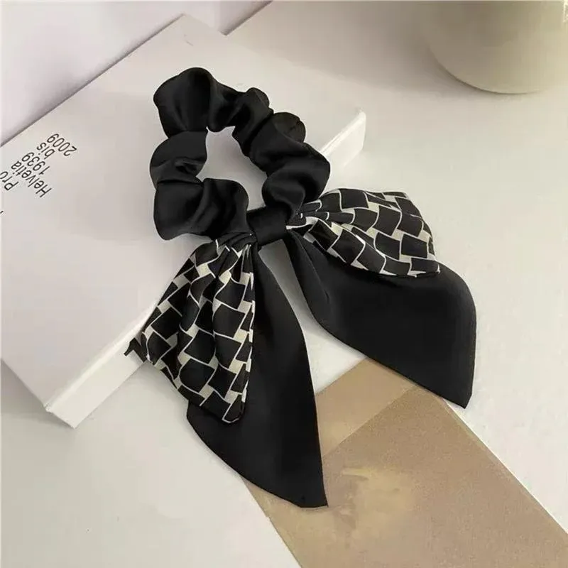 Women Elegant Scrunchies for Hair Ribbon Ties Bow Scrunchies Ponytail Scrunchie - Brown โ image 6