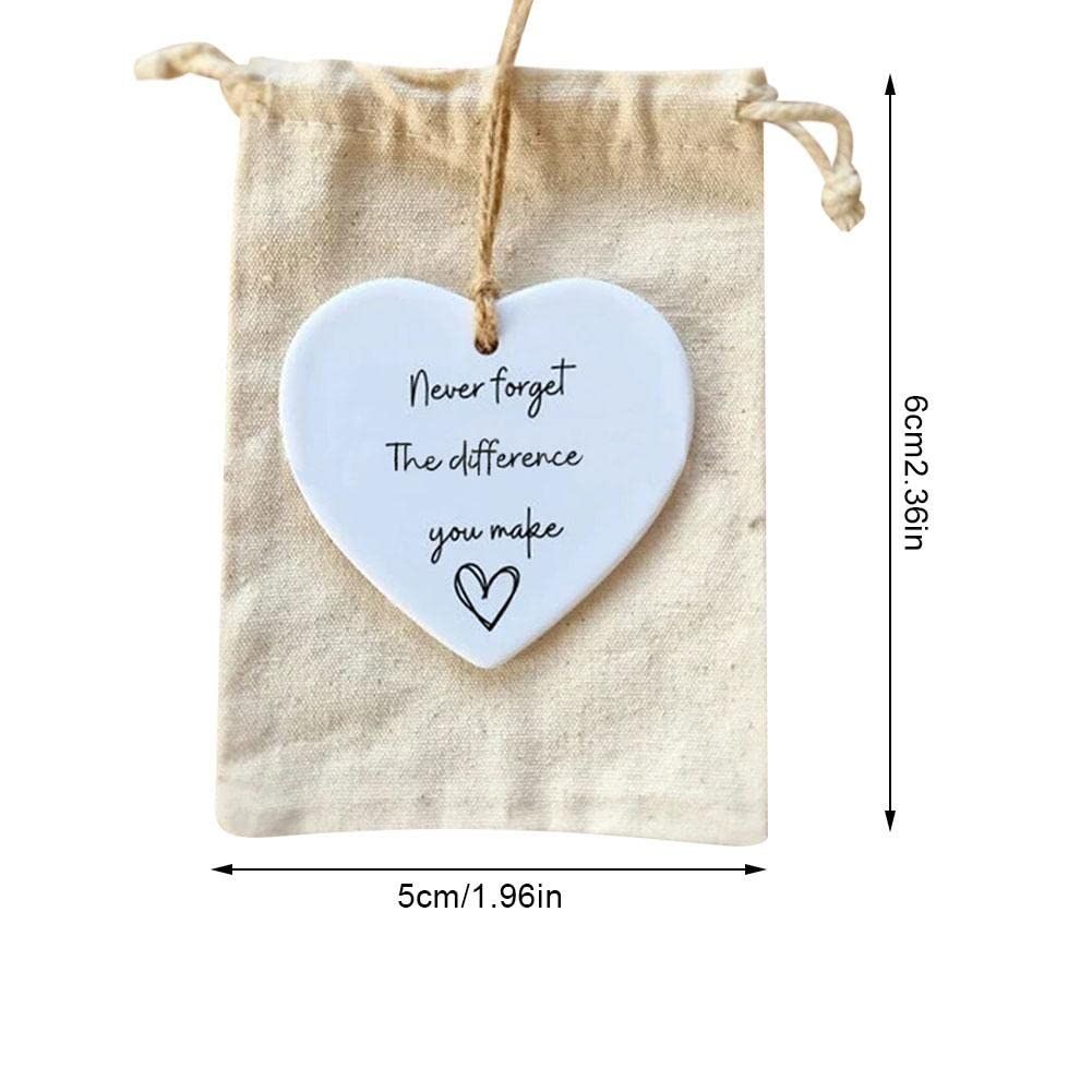 Thank You Gift, Never Forget The Difference You Make Ornament, Acrylic Hanging Heart Sign for Xmas Tree Home Decor — image 3