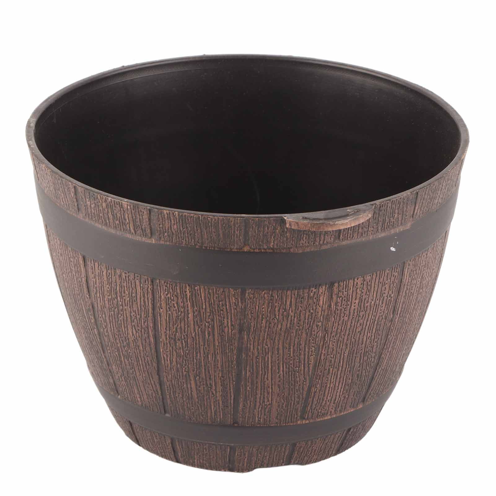 Imitation Wooden Barrel PP Resin Flower Pot Imitated Wood Planting Barrel โ image 2