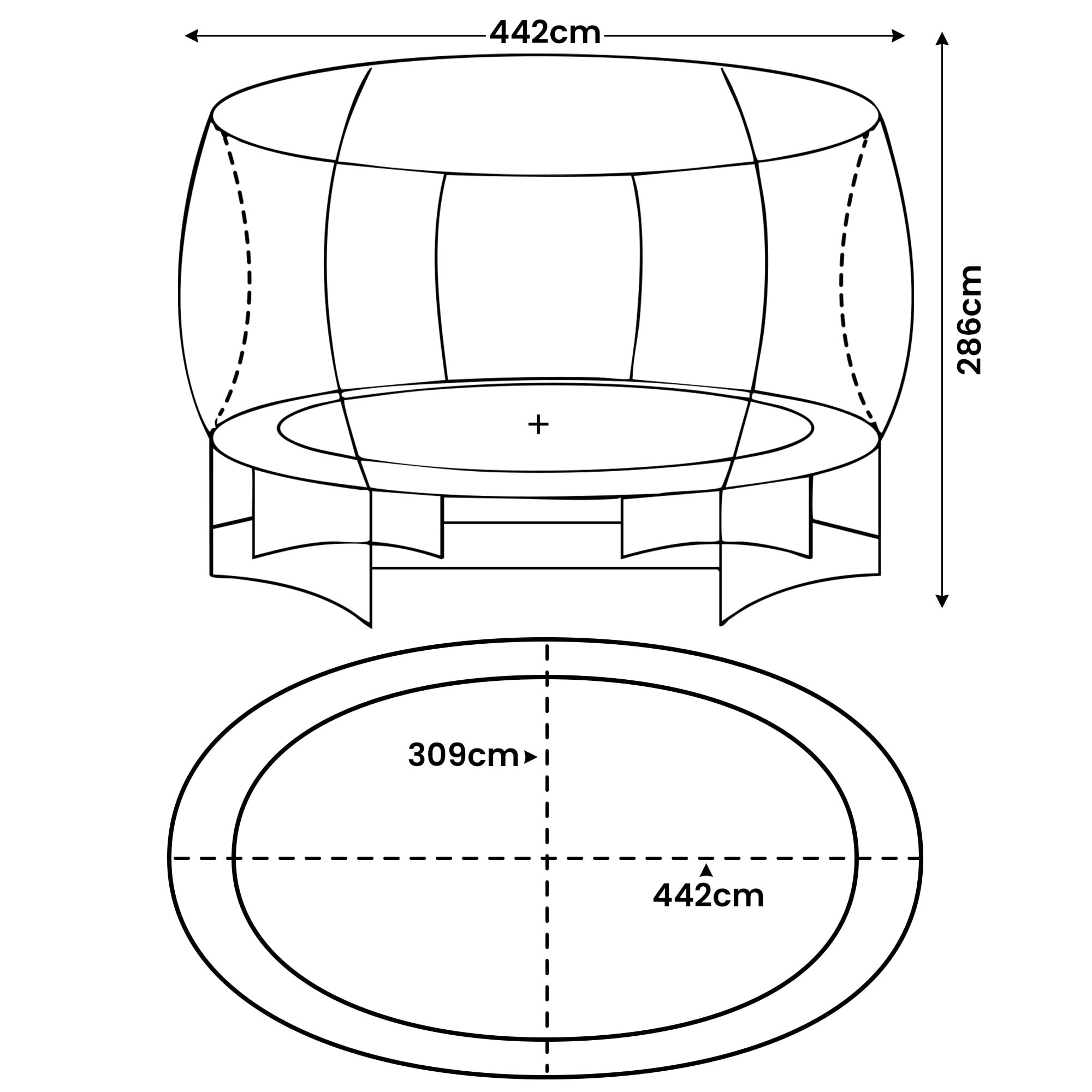 Kahuna 10 ft x 15 ft Oval Outdoor Trampoline with Reversible Rainbow & Orange Safety Pad Safety Net and Ladder โ image 2