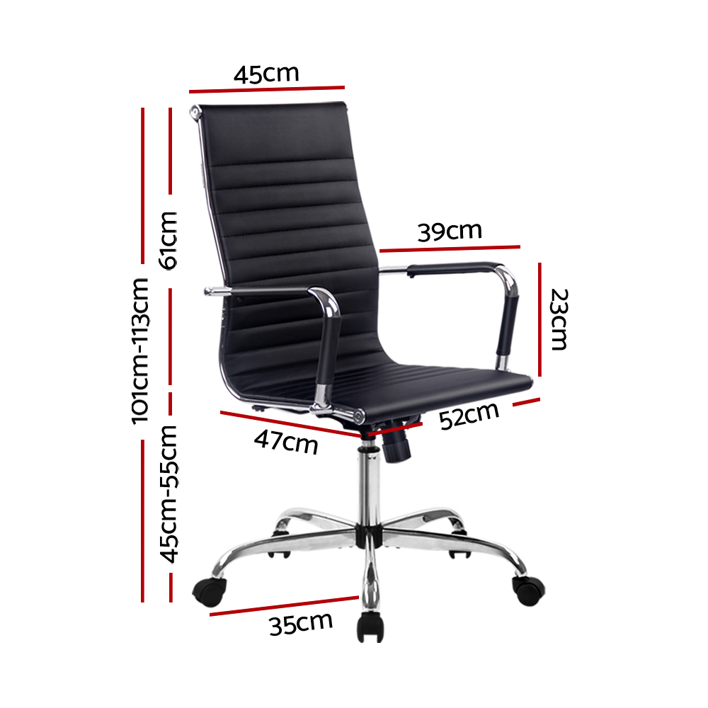 Artiss Office Chair Conference Chairs PU Leather High Back Black — image 2