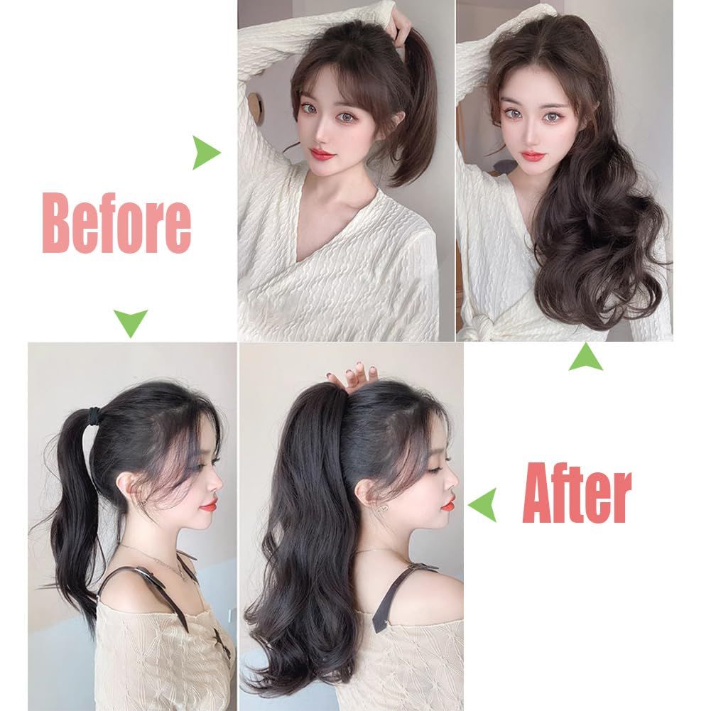 Claw Clip Ponytail Extension Synthetic Curly Wavy Clip in Hair Pieces 55cm Long Pony Tails Hair Extensions for Women (Black) — image 4