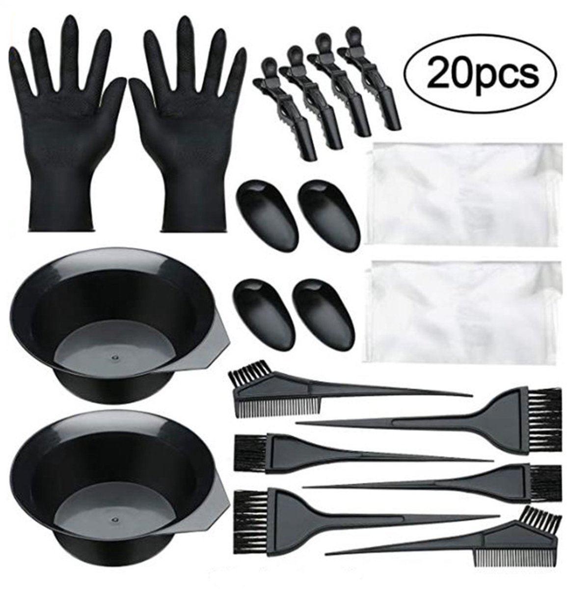 Hair Dye Set - 20-Piece - Paint Brush - Hair Dye Brushes - Brush + Tray + Gloves - Hair Dye Supplies - Hair Dye Starter Kit - Hairdressing Products