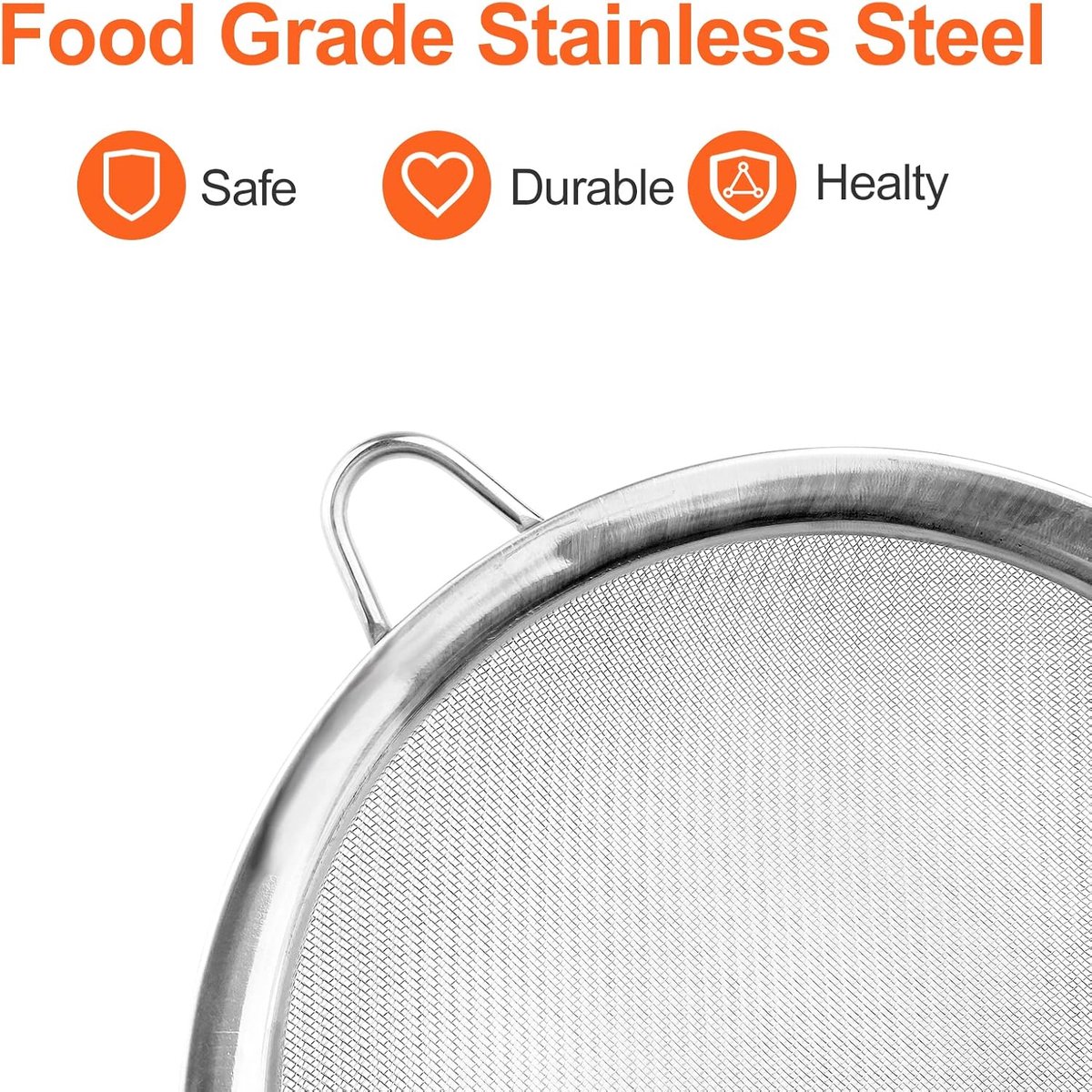 Premium Stainless Steel Sieve Set - 3-Piece Colander - Kitchen Sieve - Small Sieves - Sieve Set - Bowl Sieve - Mini Sieves - Premium Fine Set - Dishwasher Safe — image 3