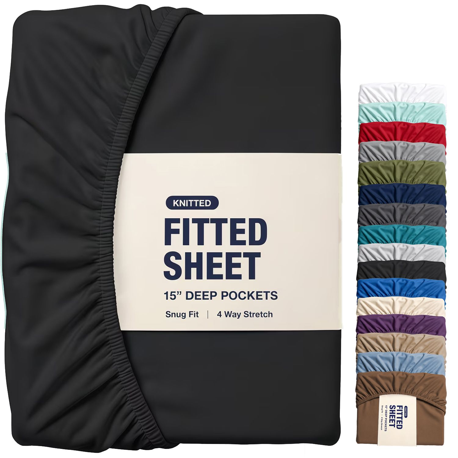 Hotel Quality Fitted Sheet - 1 Piece Fitted Sheet -Breathable Bedding - Wrinkle, Fade, Stain Resistant- 16inch/40cm Deep Pocket Fitted Bed Sheet-Wrinkle and
