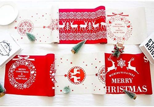 Christmas Cotton Linen Table Runner, 28 x 270 cm, Washable Holiday Table Decoration for Dining Room, Party and Seasonal Home Decor — image 5
