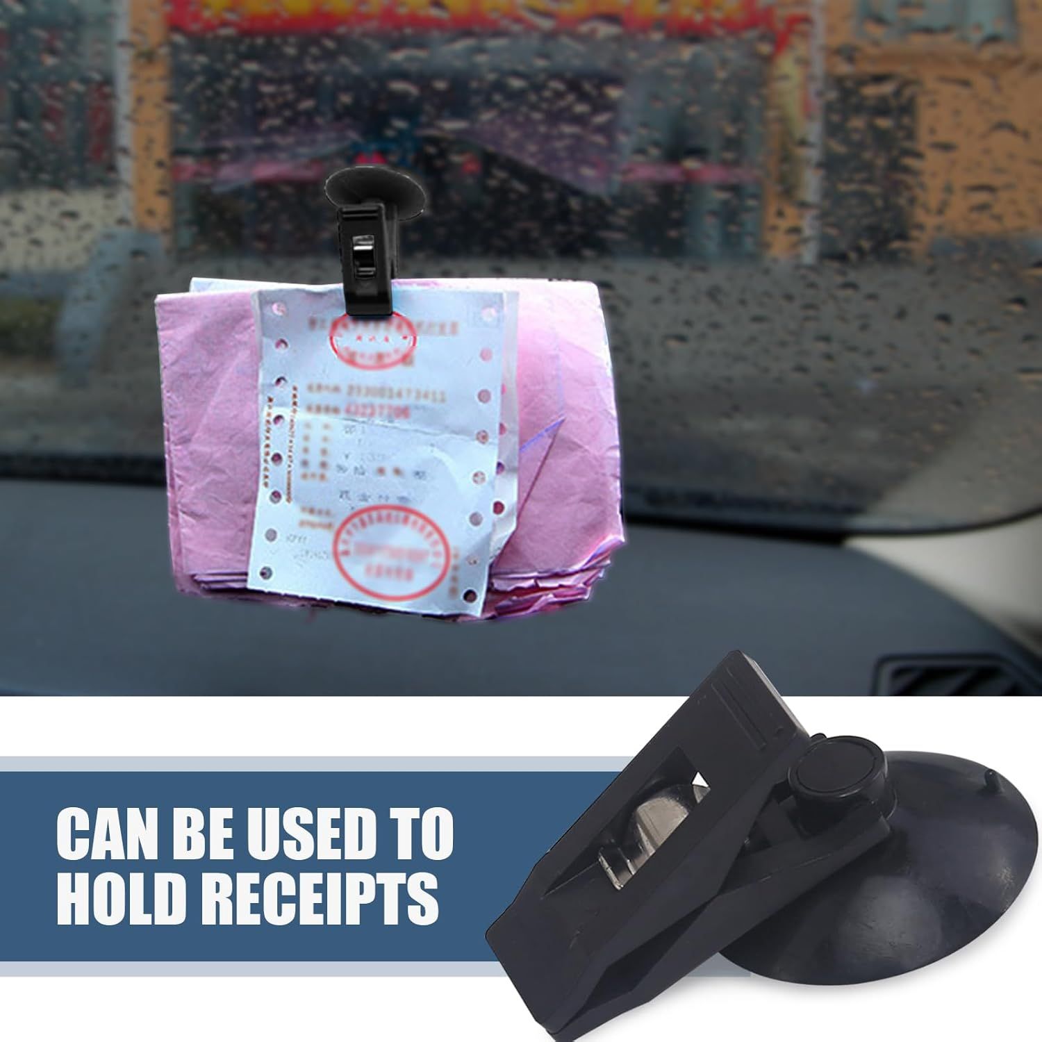 2 Pack Black Suction Cup Clips Round Suction Cup Holder Multiple Purpose Card Clamp for Car Business Card Kitchen Office Home — image 5