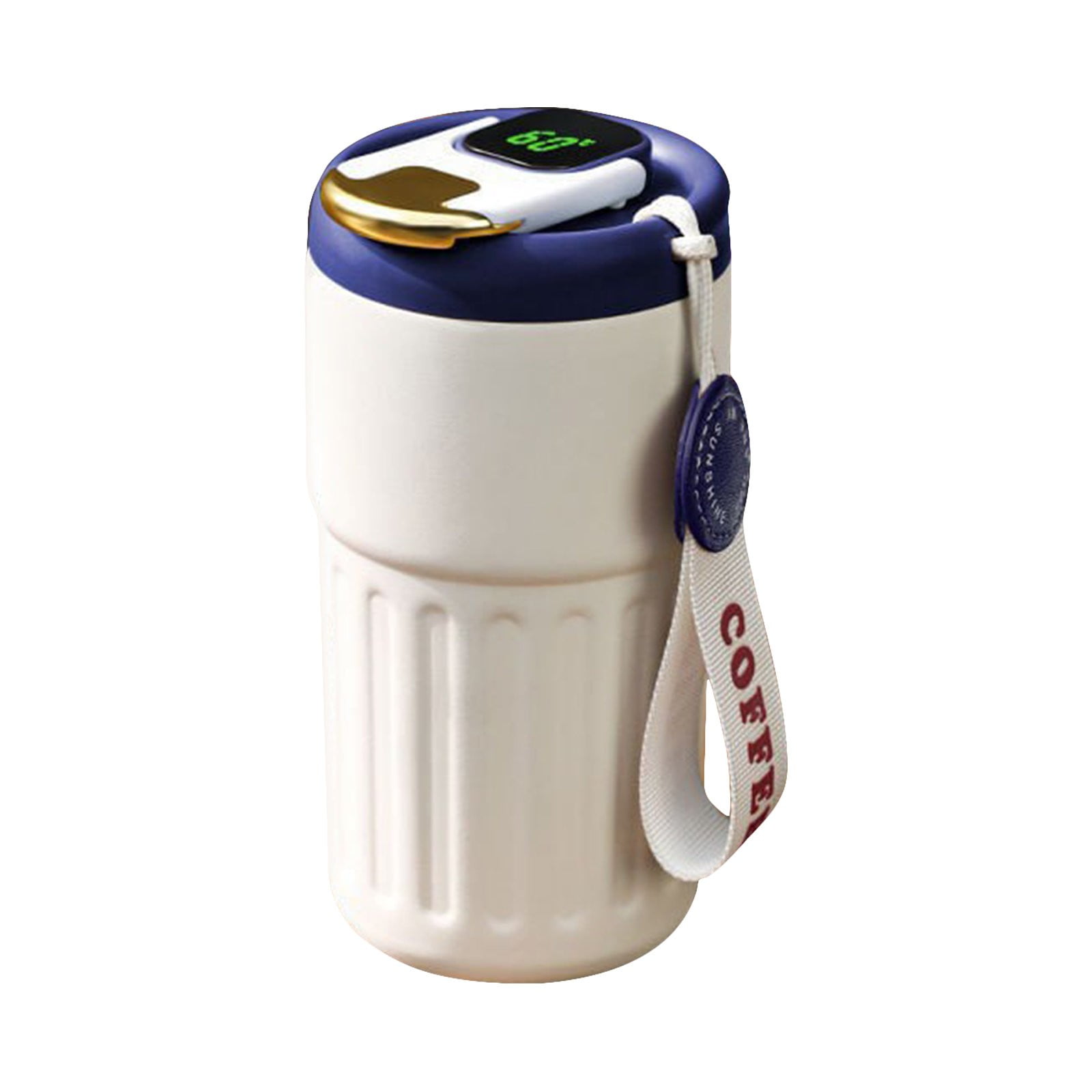Back to School SuppliesPortable Smart Thermos Cup 04 Matte White Blue, for Dormitories, Apartments, Shared Spaces and Study Areas (Include: 1X Thermos Cup)