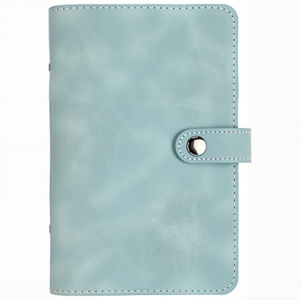 A6 binder diary, used for office, school, travel, business planning, including 12 budget cards, 8 PVC zipper bags, and 2 English stickers (cyan) — image 2