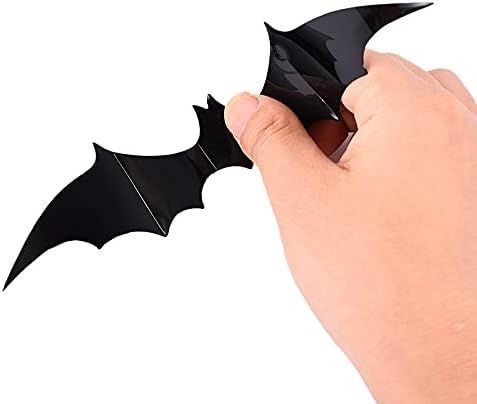 3D Realistic Scary Bats Wall Stickers 12Pcs Halloween PVC Black Bat Decorative Vampire Decals Home Kitchen Shop Wall Door Window — image 5
