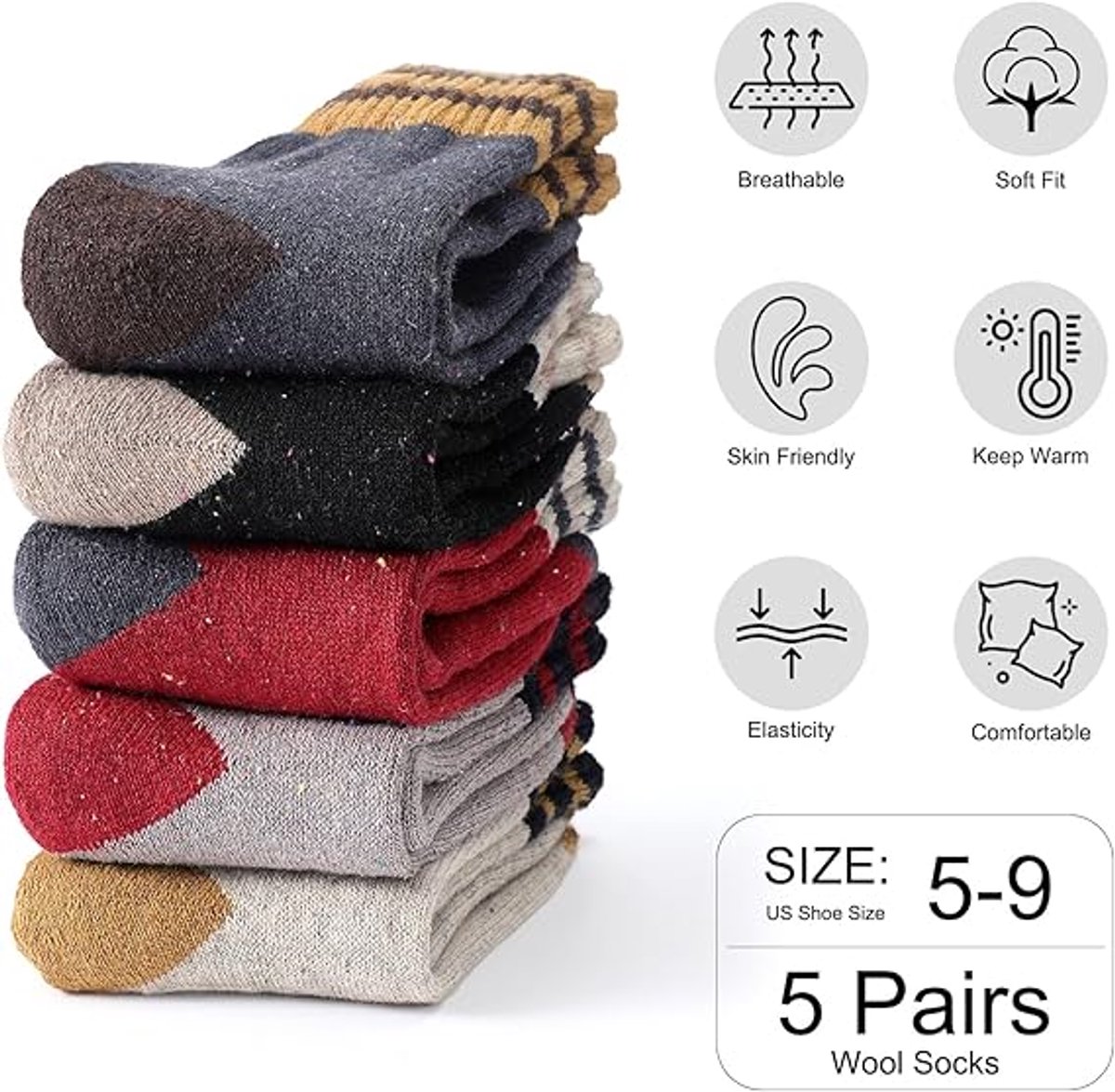 Thermal socks - Soft, thick, warm - Vintage knit - Casual socks — image 3