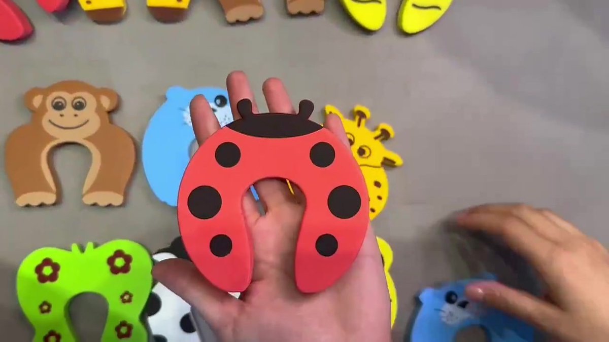 Animal Door Stoppers I Baby and Child Door Protectors I Door Protection I Foam / Foam I Animal Door Stopper I 2 Pieces I Orange + Yellow — image 2