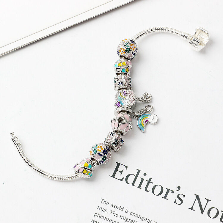Sky-themed Heart Wreath Rainbow Pendant Alloy Bracelet(19cm) โ image 4