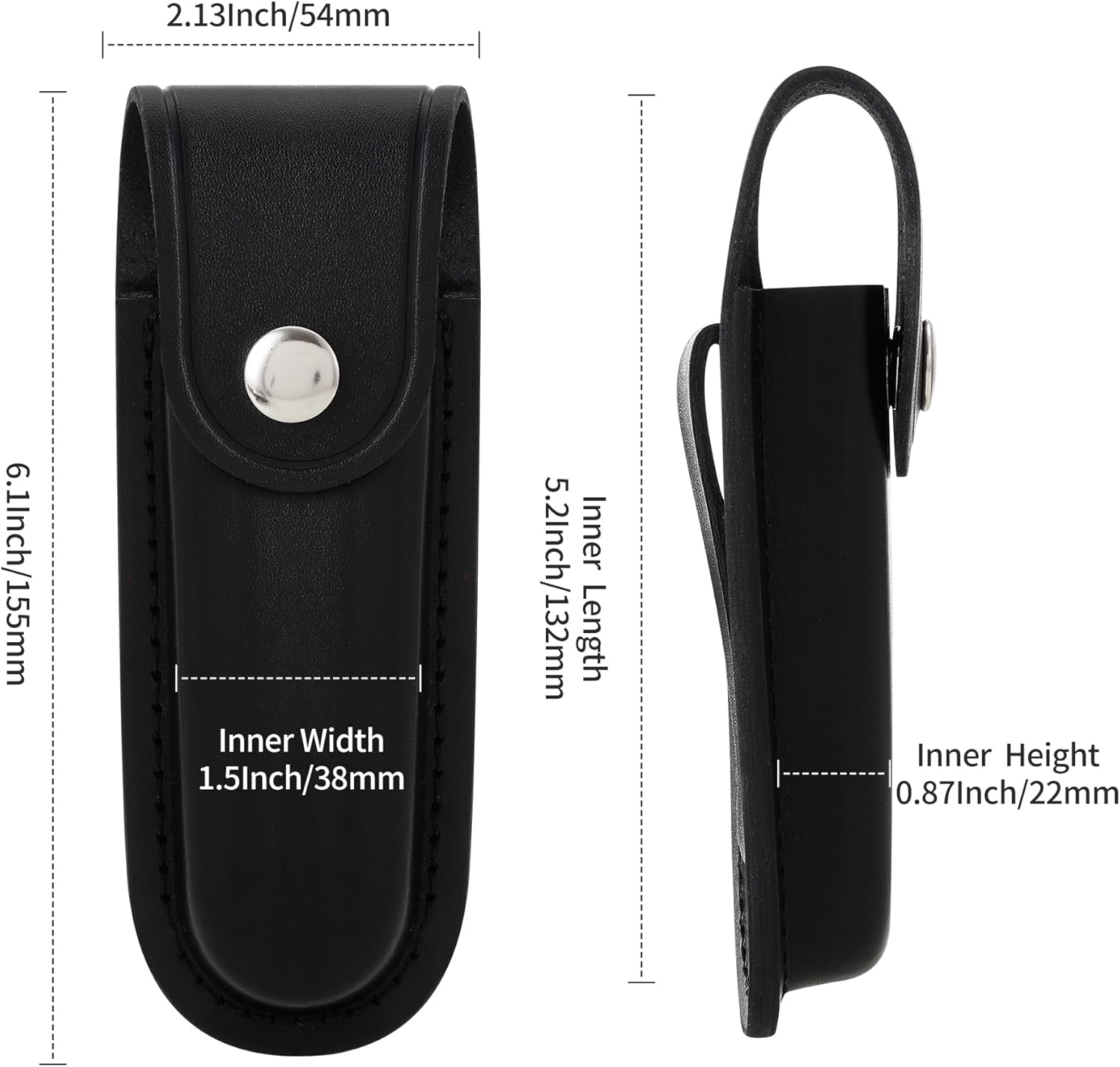 Pocket Knife Sheath, 5" Folding Pocket EDC Knife Case, Portable Pouch Knife Leather Holster with Snap Closure and Belt Loop, Accessory for Outdoor Climbing โ image 5