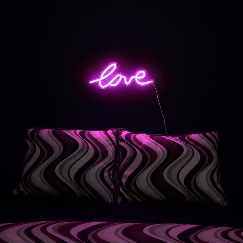 LED Neon Pink “Love” Wall Sign For Cool Light, Wall Art, Bedroom Decorations, Home Accessories, Party, Valentines Day, and Holiday Decor: Powered by USB Wire — image 4