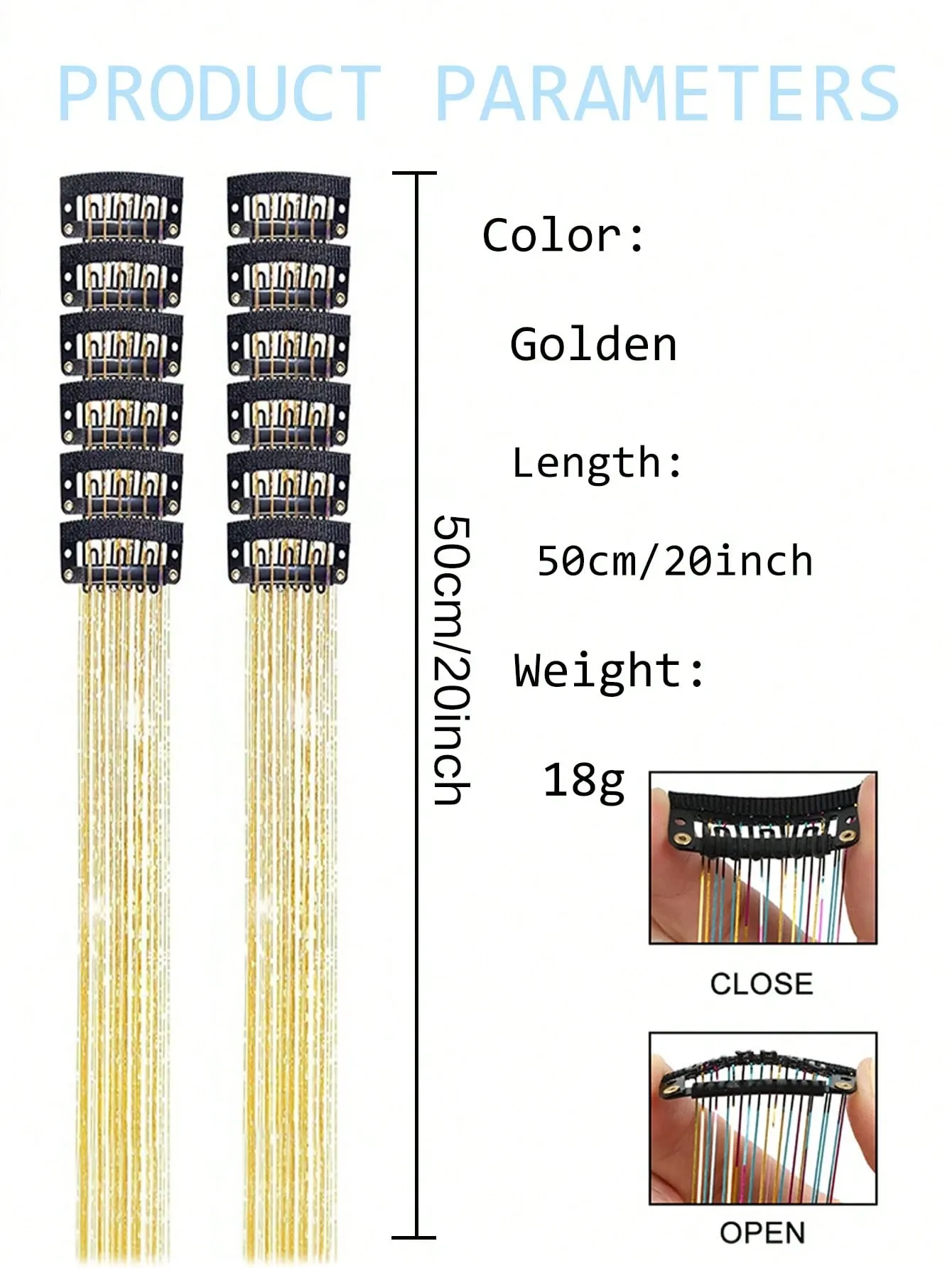 12Pcs Hair Tinsel Clip In 20Inch Fashion Glitter Tinsel Synthetic Straight Hair Extensions Clip In Hair Tinsel Kit Heat Resistant Shiny Sparkle Fairy Hair — image 4