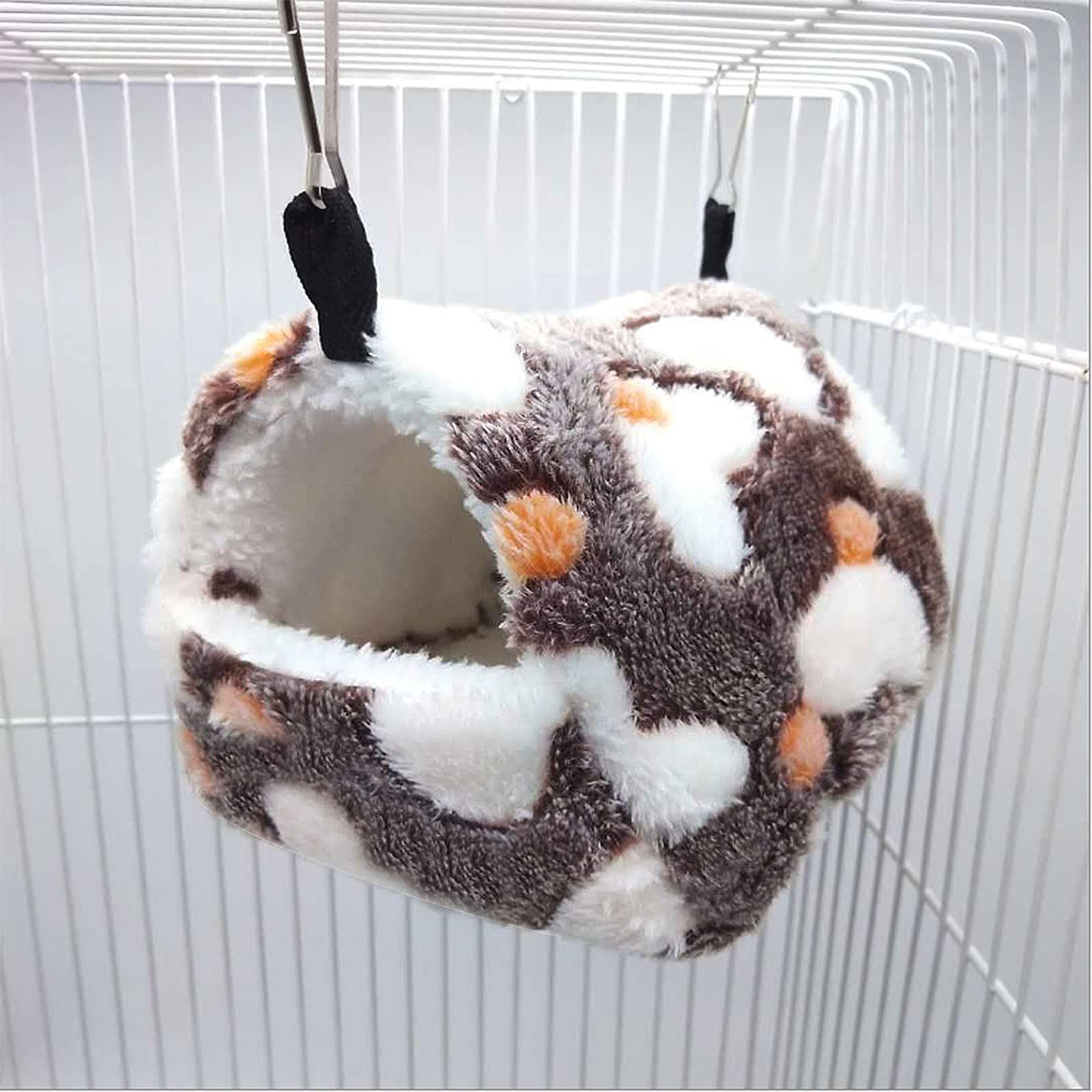 Fluffy Warm Bird Nest House Winter Parrot Hanging Hammock Cage Tent Plush Hut Hideaway Cute Guinea Pig Hamster Cave, Medium โ image 3
