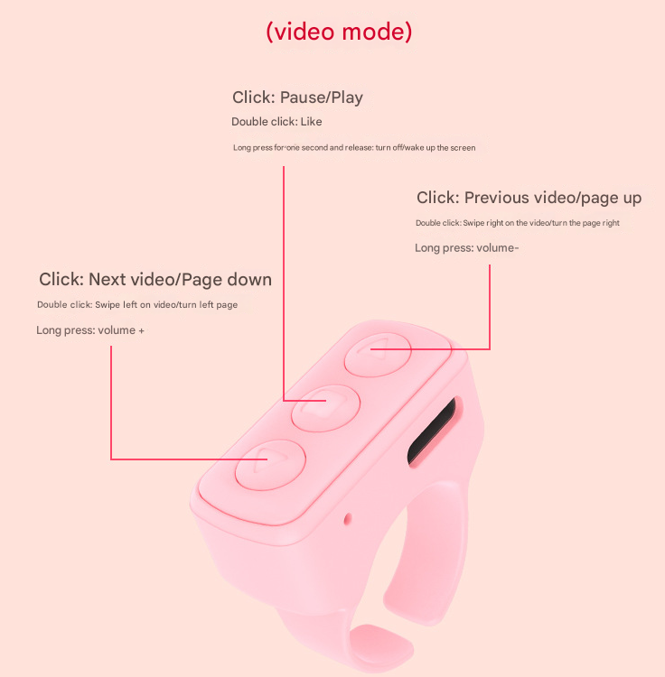2-Piece Black Bluetooth Video Controller - 3-Button Remote for TikTok and Page Scrolling โ image 4