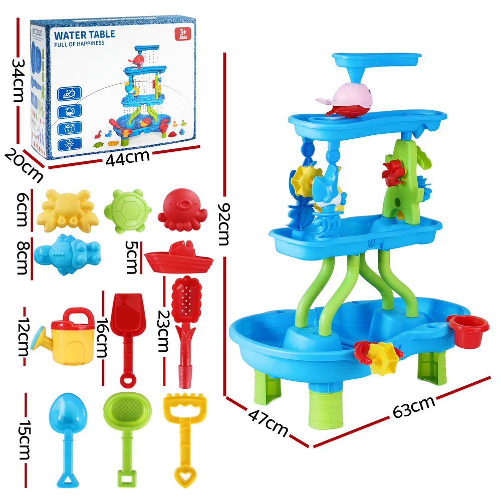 Keezi Kids Sand and Water Table 4-Tier Waterfall Sandpit Toys Beach Shovel โ image 2