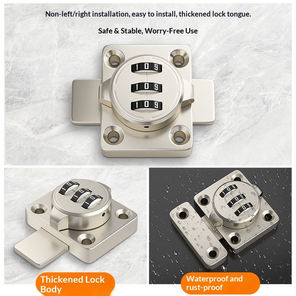 Combination Cabinet Latch, Keyless Drawer Lock, Easy to Install, Suitable for Kitchen Cabinet, Office Drawer, Wooden Furniture, One-Way Door, Etc (Silver, 1 โ image 4