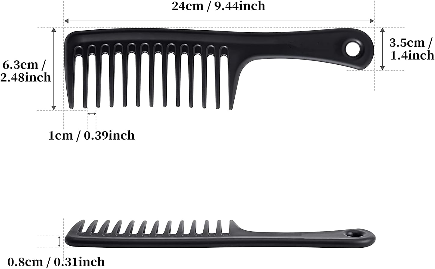 3 Pcs Wide Tooth Comb, Detangler Hair Comb for Women Shower Wet Dry Curly Long Thick Hair (Blue White Black) — image 2