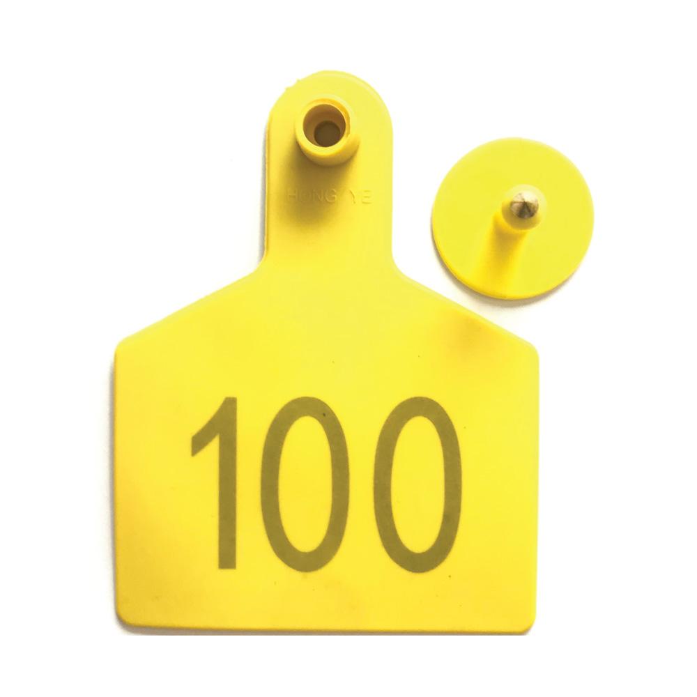 1-100 Cattle Number Ear Tags 7.5 × 10cm Set - XL Yellow Cow Sheep Livestock Labels
