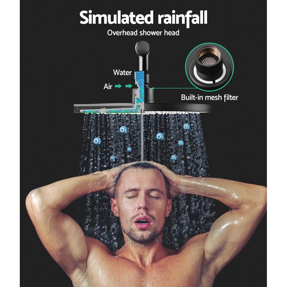 Cefito 9'' Rain Shower Head Set Handheld Round High Pressure Mixer Tap Black โ image 4